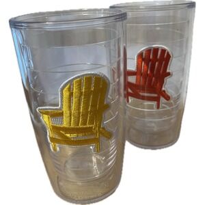 Tervis Tumbler Set of 2 Adirondack Chair Design 16oz Clear Cups No Lids